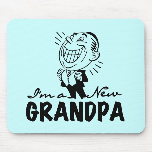 Smiling New Grandad T-shirts and Gifts Mouse Mat (Front)