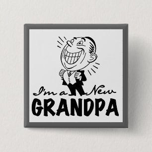 Smiling New Grandpa T-shirts and Gifts 15 Cm Square Badge