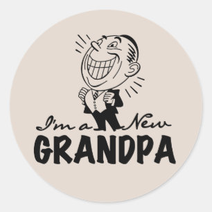 Smiling New Grandpa T-shirts and Gifts Classic Round Sticker