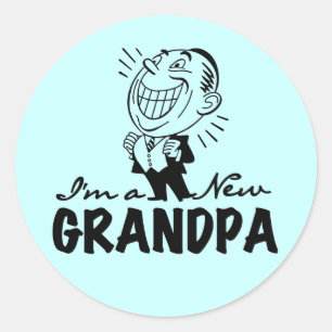 Smiling New Grandpa T-shirts and Gifts Classic Round Sticker