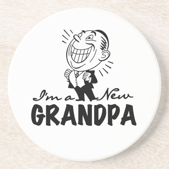 Smiling New Grandpa T-shirts and Gifts Coaster (Front)