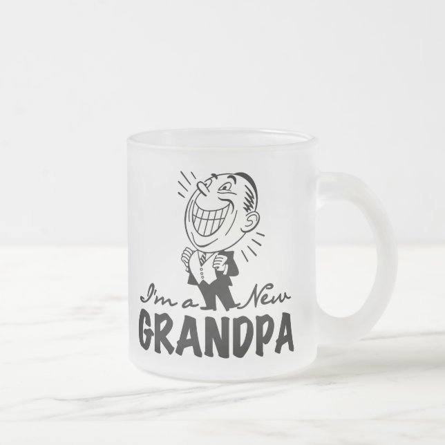 Smiling New Grandpa T-shirts and Gifts Frosted Glass Coffee Mug (Right)