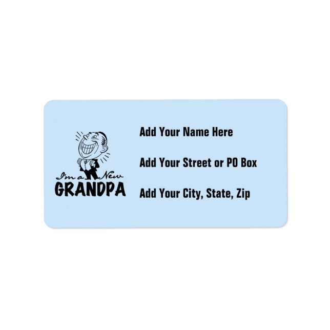 Smiling New Grandpa T-shirts and Gifts Label (Front)