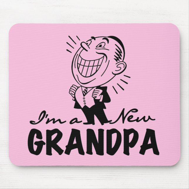 Smiling New Grandpa T-shirts and Gifts Mouse Mat (Front)
