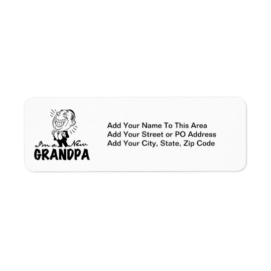 Smiling New Grandpa T-shirts and Gifts Return Address Label