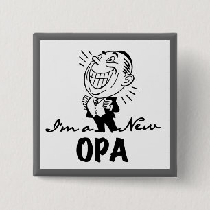 Smiling New Opa T-shirts and Gifts 15 Cm Square Badge