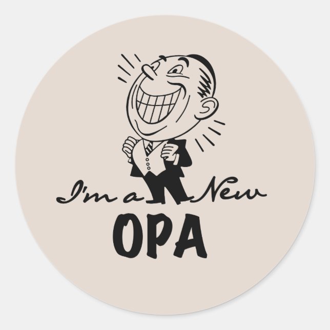 Smiling New Opa T-shirts and Gifts Classic Round Sticker (Front)