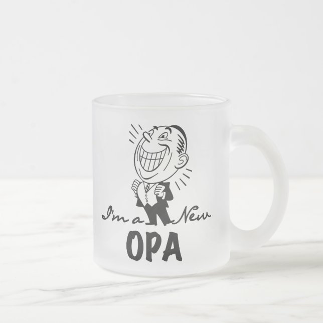 Smiling New Opa T-shirts and Gifts Frosted Glass Coffee Mug (Right)