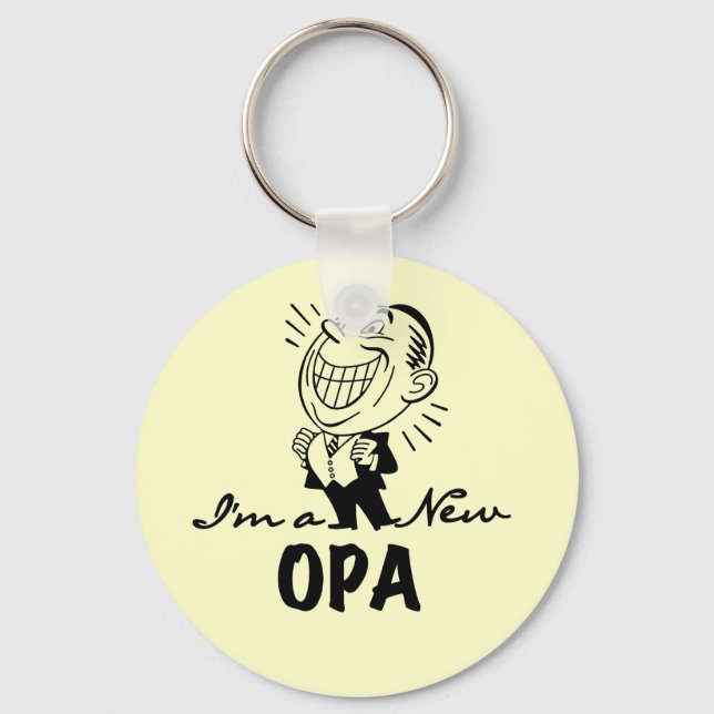 Smiling New Opa T-shirts and Gifts Key Ring (Front)