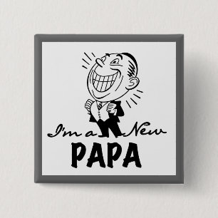Smiling New Papa T-shirts and Gifts 15 Cm Square Badge