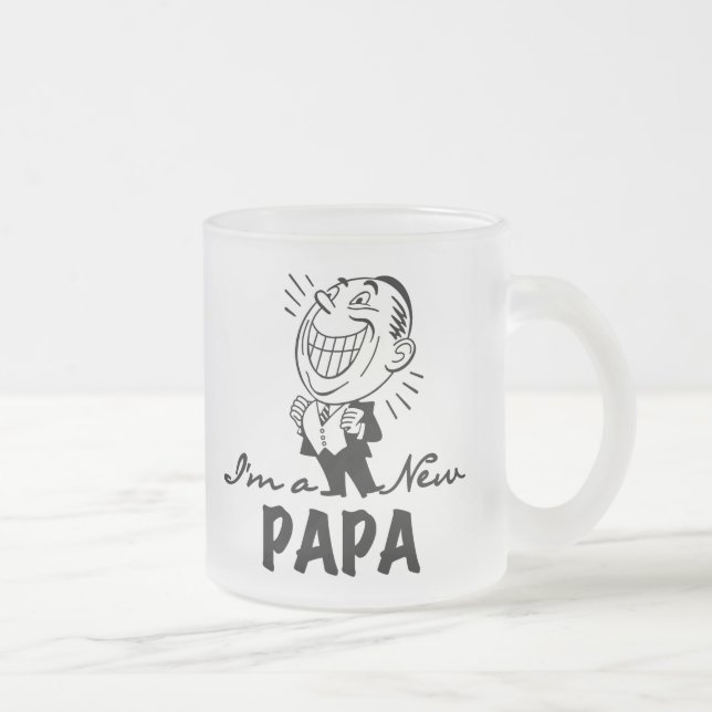 Smiling New Papa T-shirts and Gifts Frosted Glass Coffee Mug (Right)
