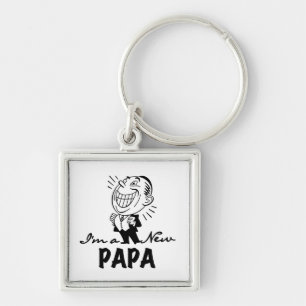 Smiling New Papa T-shirts and Gifts Key Ring