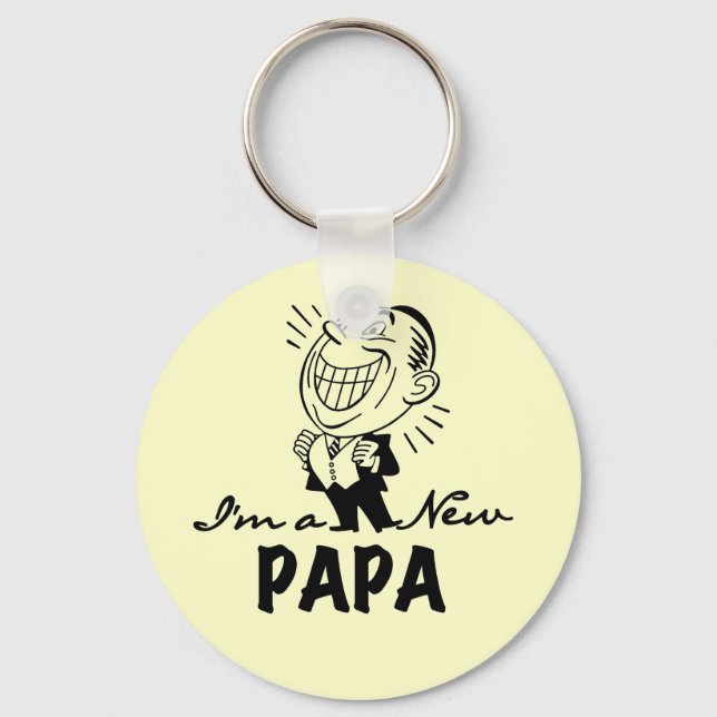 Smiling New Papa T-shirts and Gifts Key Ring (Front)