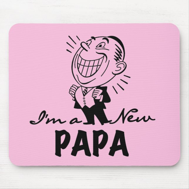 Smiling New Papa T-shirts and Gifts Mouse Mat (Front)