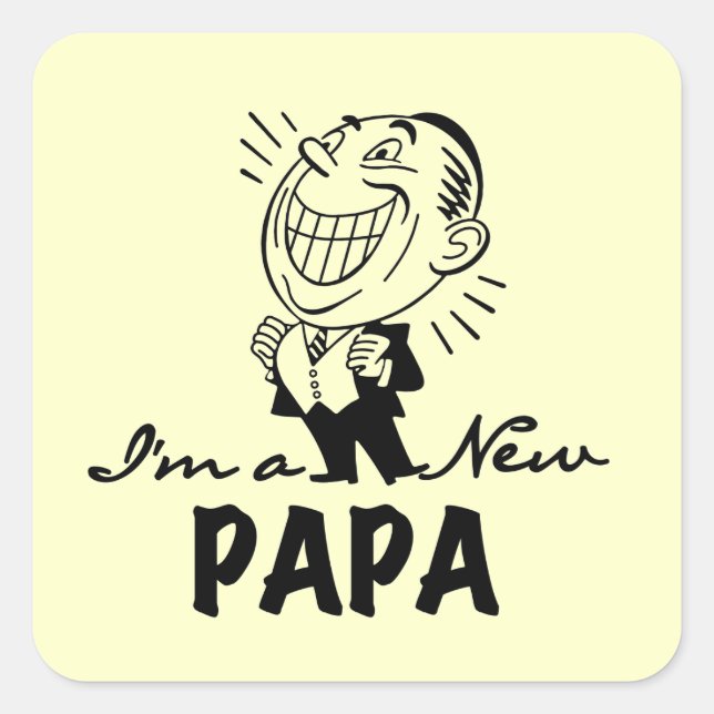 Smiling New Papa T-shirts and Gifts Square Sticker (Front)