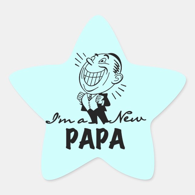 Smiling New Papa T-shirts and Gifts Star Sticker (Front)