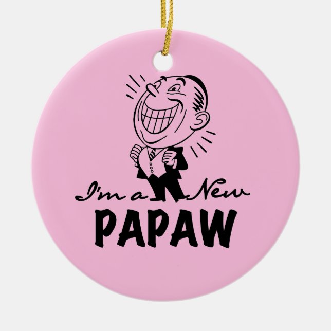 Smiling New Papaw Tshirts and Gifts Ceramic Tree Decoration (Front)
