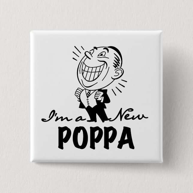 Smiling New Poppa T-shirts and Gifts 15 Cm Square Badge (Front)