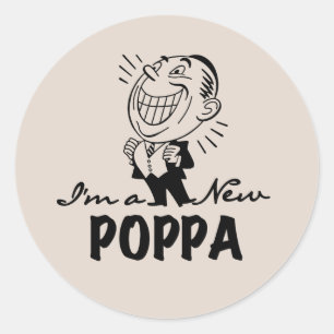 Smiling New Poppa T-shirts and Gifts Classic Round Sticker