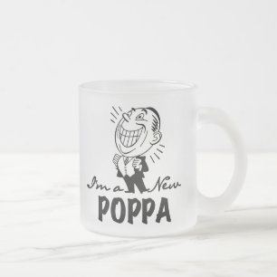 Smiling New Poppa T-shirts and Gifts Frosted Glass Coffee Mug