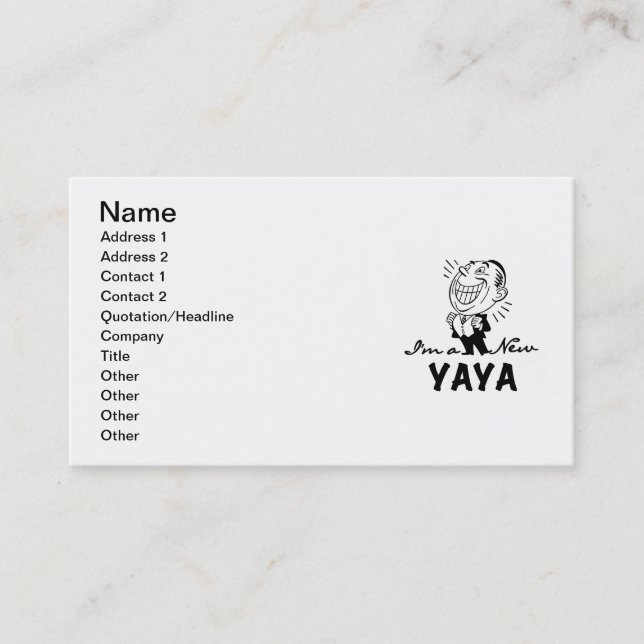 Smiling New Yaya Tshirts and Gifts Business Card (Front)