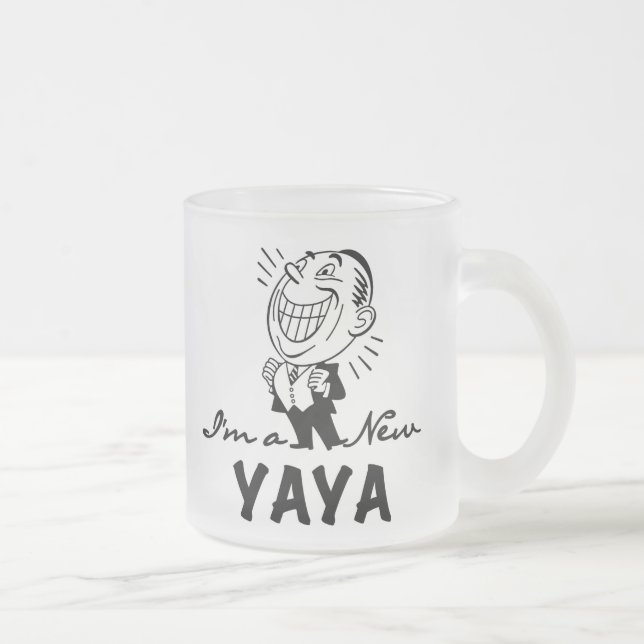 Smiling New Yaya Tshirts and Gifts Frosted Glass Coffee Mug (Right)