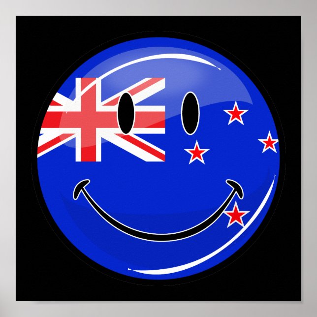 Smiling New Zealand Flag Poster (Front)