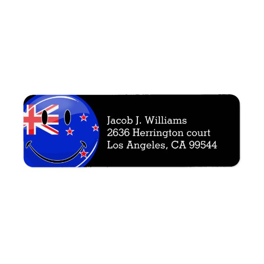 Smiling New Zealand Flag Return Address Label