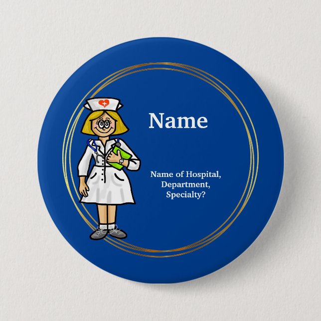 Smiling Nurse Button to Customise (Front)