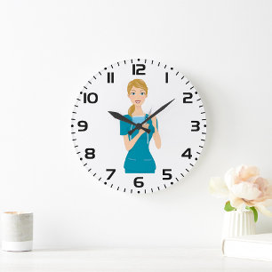 Smiling Nurse with Syringe  Large Clock