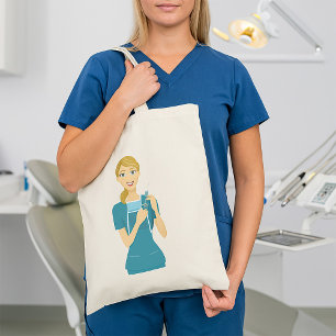 Smiling Nurse with Syringe  Tote Bag