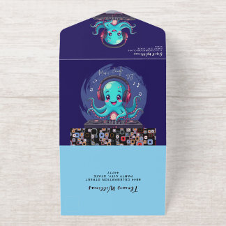 Smiling Octopus DJ, Happy Music Jungle / Birthday All In One Invitation