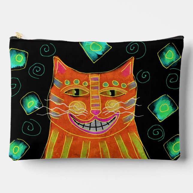 Smiling Orange Cat Abstract Art Accessory Pouch (Front)