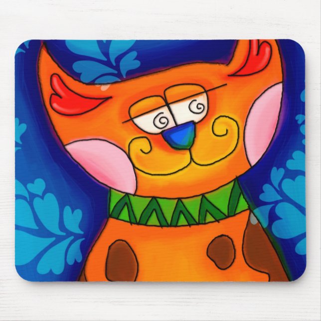 Smiling Orange Tabby Cat Mouse Mat (Front)