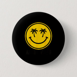 Smiling palm tree hawaii beach summer vacation 6 cm round badge
