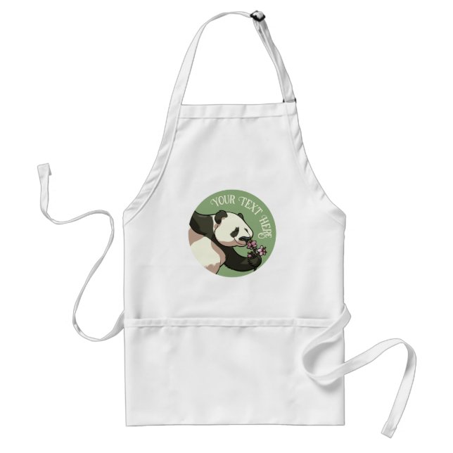 Smiling Panda & Cherry Blossom Design Custom Text  Standard Apron (Front)