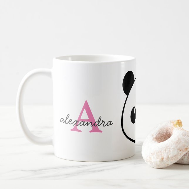 Smiling Panda Monogram Coffee Mug – Personalised  (With Donut)