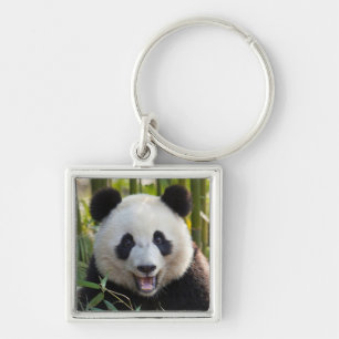 Smiling Panda Portrait Key Ring
