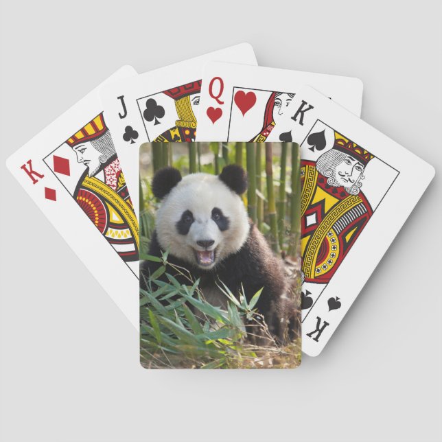 Smiling Panda Portrait Playing Cards (Back)