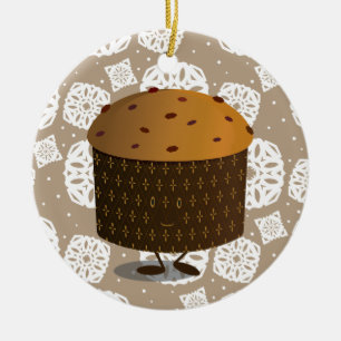 Smiling Panettone Food Christmas Ceramic Tree Decoration