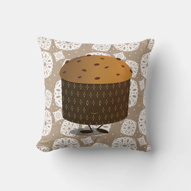 Smiling Panettone Food Christmas  Cushion (Front)