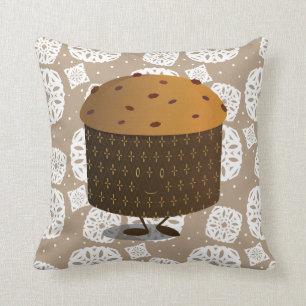Smiling Panettone Food Christmas Cushion