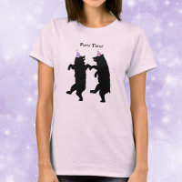 Smiling Party Time black Bears Dancing Striped Hat