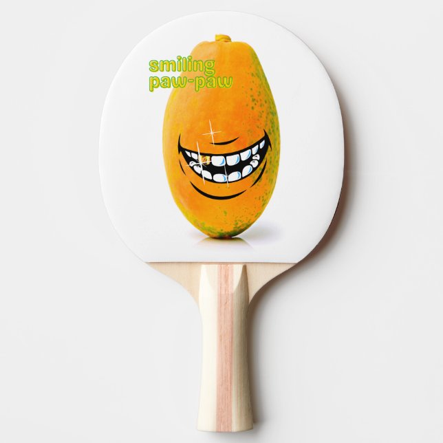 Smiling Pawpaw met 'n Goue Tand Ping Pong Paddle (Front)