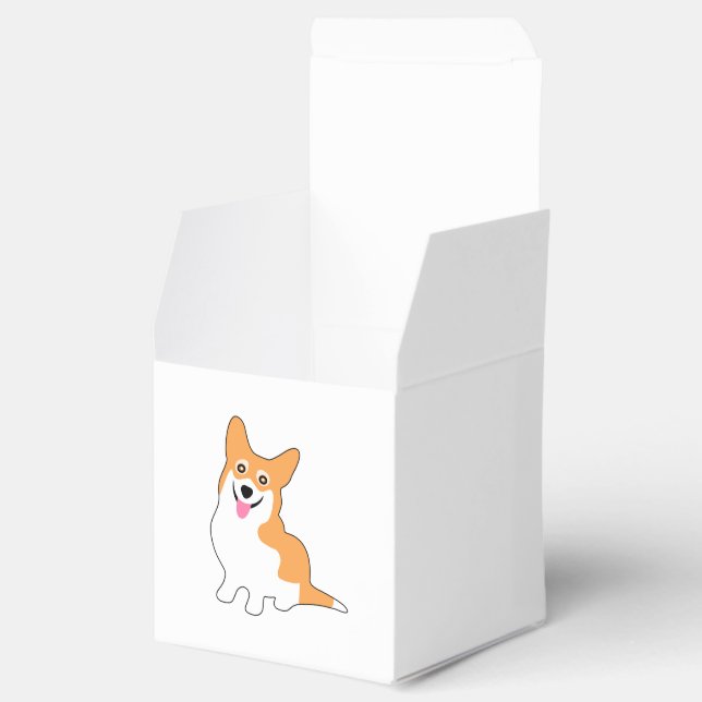Smiling Pembroke Welsh Corgi Cartoon Favour Box (Opened)