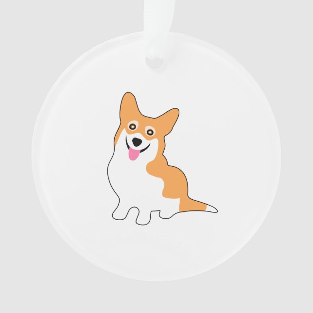 Smiling Pembroke Welsh Corgi Cartoon Ornament (Front)