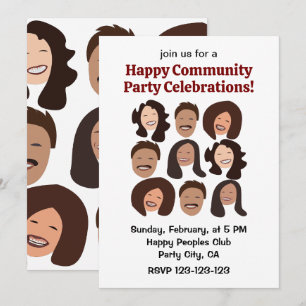 Smiling People Happy Face Celebration Party Invitation
