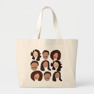 Smiling People Happy Face Large Tote Bag