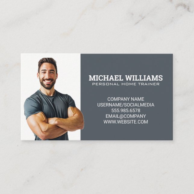 Smiling Personal Trainer | Fitness Model Business Card (Front)