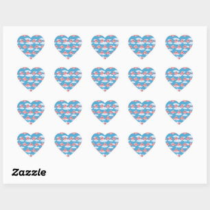 Smiling Pig Pink Wings Flying Animal Funny Cartoon Heart Sticker